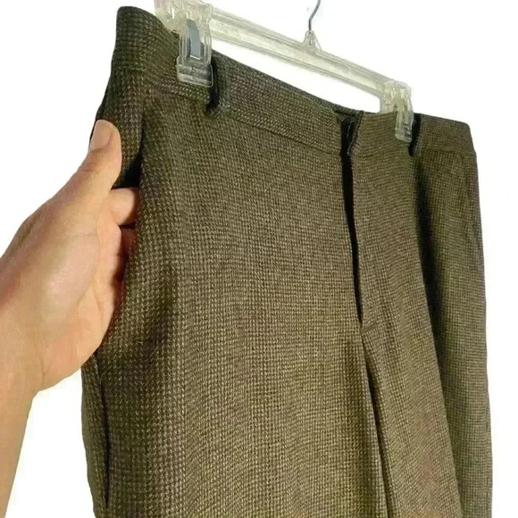 Lauren brown merino wool tweed fully lined straight leg trousers size 12 - Picture 5 of 11